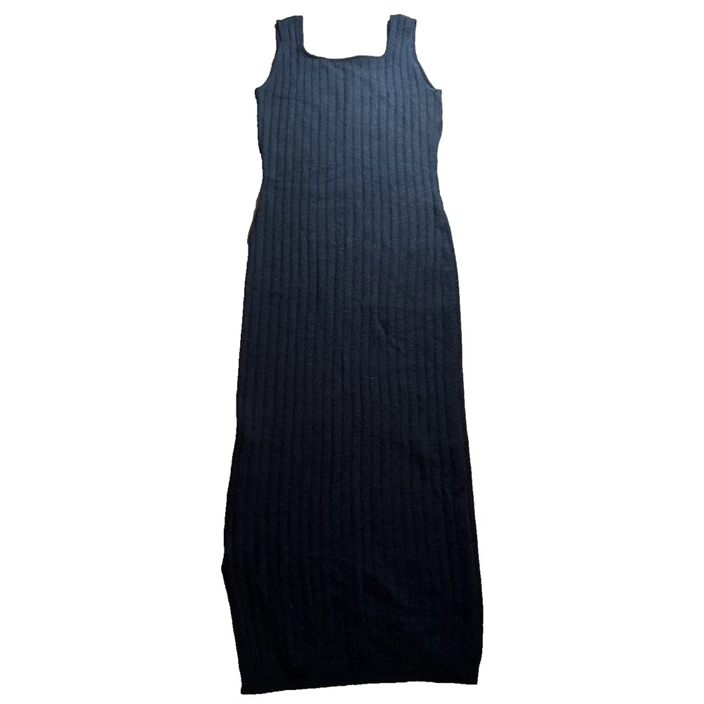 All Saints Dress Margot Crew Wool Aplaca Blend Ribbed Sweater Tank Dress Black S